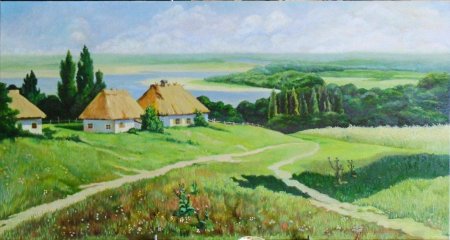 Маковский украинский пейзаж с Хатами