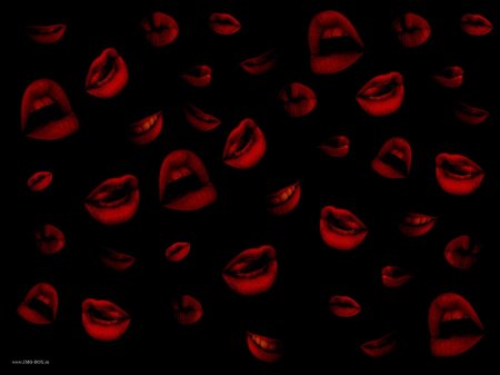 Много поцелуев на черном фоне