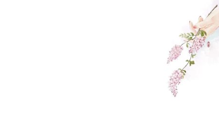 Нежные цветы на белом фоне