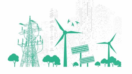 Возобновляемые источники энергии на белом фоне