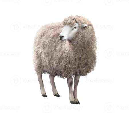 Овца на белом фоне