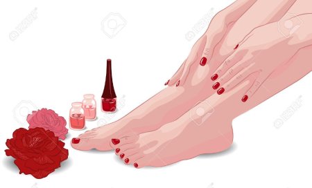 Руки с маникюром на прозрачном фоне