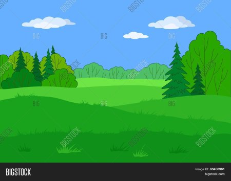 Поляна в лесу мультяшная