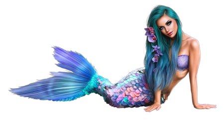 Русалка на белом фоне