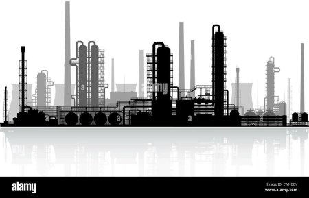Нефтеперерабатывающий завод силуэт