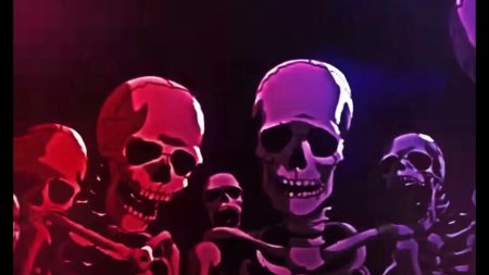 Скелет смотрит в камеру