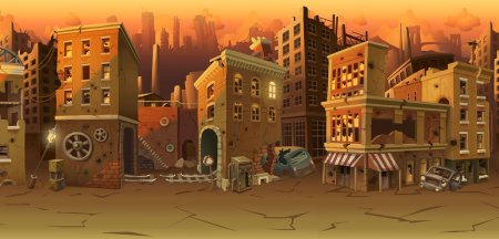 Разрушенный город рисунок