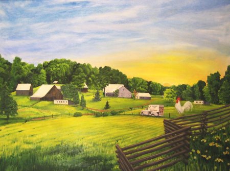 Сельский пейзаж рисунок