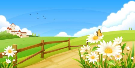 Фон деревня мультяшный