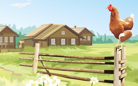 Красивая деревня рисунок