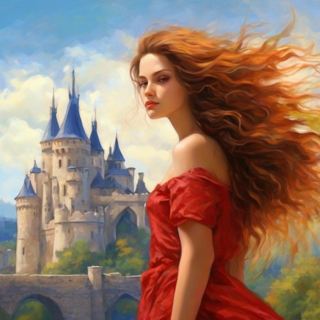 Девушка с развевающимися волосами