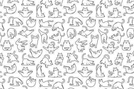 Раскраска много котиков