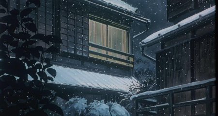 Макото Синкай снежный пейзаж