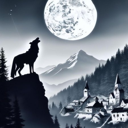 Волк воющий на луну