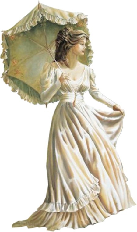 Женщина 19 века на прозрачном фоне