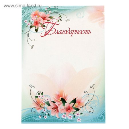 Бланк благодарности