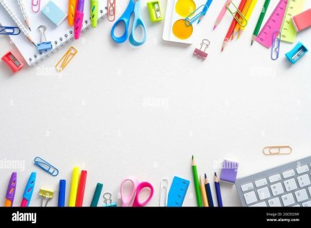 Рамка школьные принадлежности на прозрачном фоне