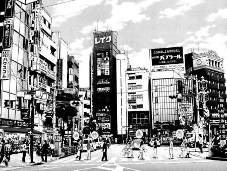 Аниме чб Токио