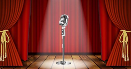 Красный занавес и микрофон