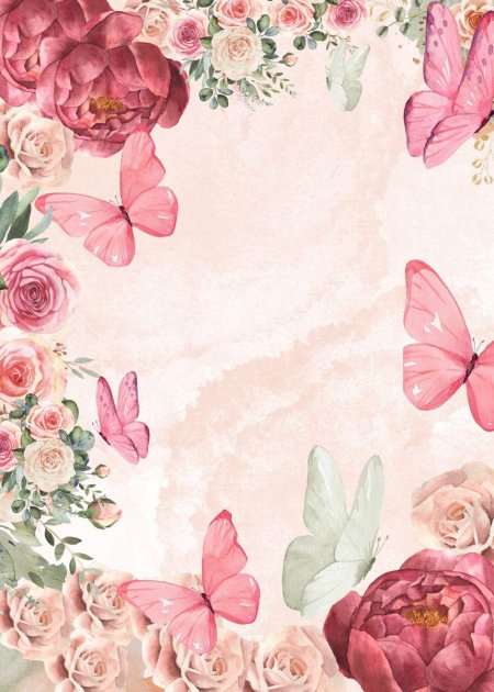 Розовый фон с бабочками