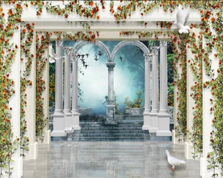 Фреска Райский сад с колоннами