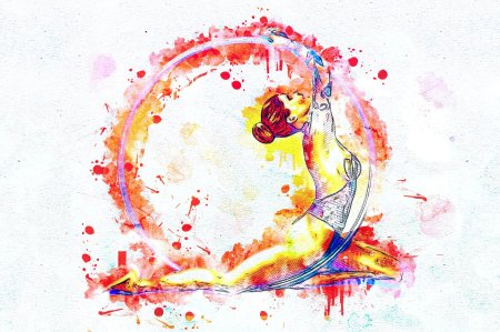Гимнастка акварель