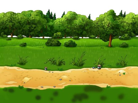 Поляна с тропинкой мультяшная