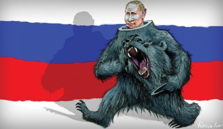 Медведь с русским флагом