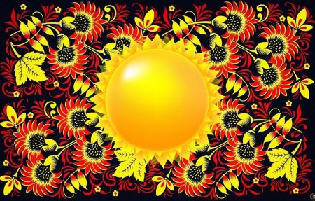 Хохлома роспись на желтом фоне