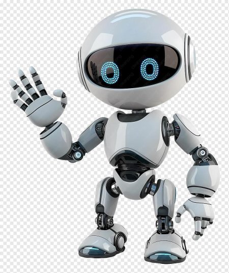 Робот на прозрачном фоне для презентации