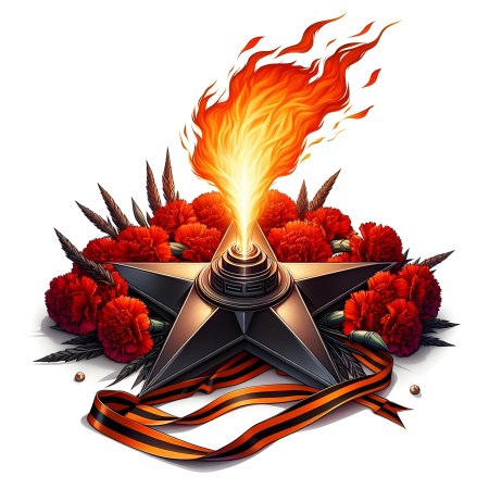 Вечный огонь на прозрачном фоне