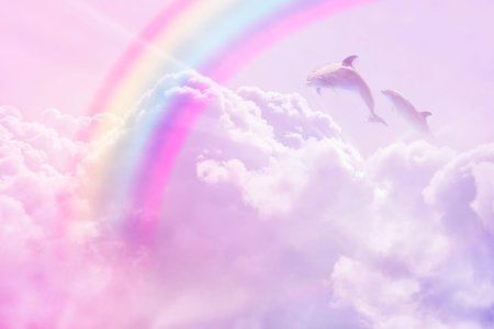Розовые облака Радуга