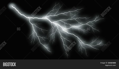 Белая молния на черном фоне