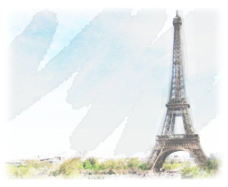 Париж эйфелева башня акварель