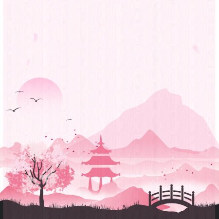 Векторные пейзажи в японском стиле