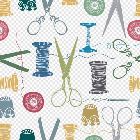 Швейные принадлежности на прозрачном фоне