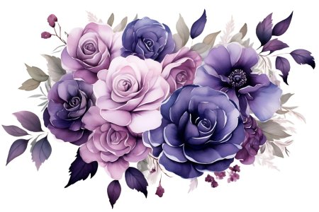 Цветы акварель на прозрачном фоне