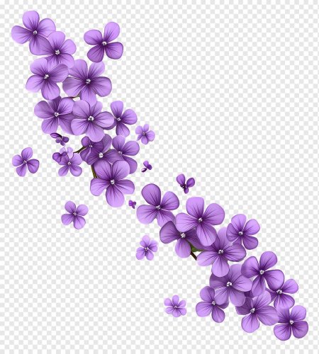 Сиреневые цветы на прозрачном фоне