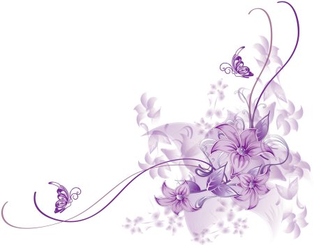 Цветочный орнамент на прозрачном фоне