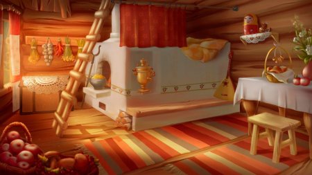 Русская изба внутри с печью