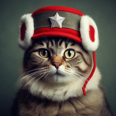 Кот в шапке ушанке