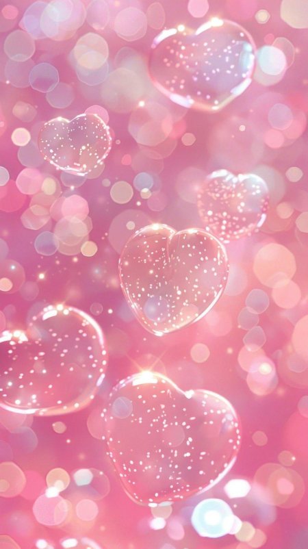 Розовый фон сердечки