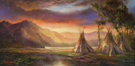 Индейская деревня арт