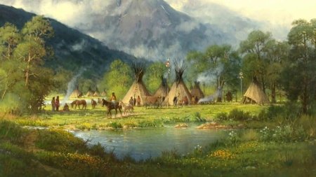 Деревня индейцев Северной Америки