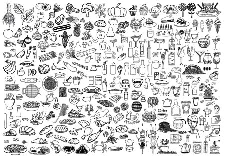 Раскраска много еды