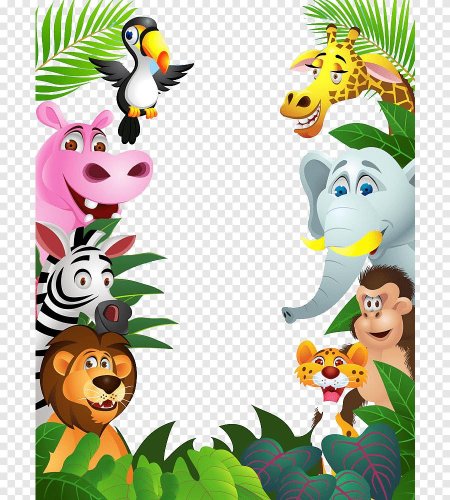 Животные джунглей на прозрачном фоне