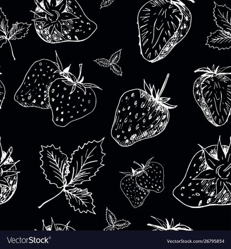 Клубника нарисованная на черном фоне