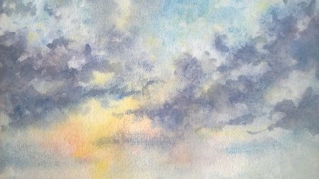 Облака живопись акварель