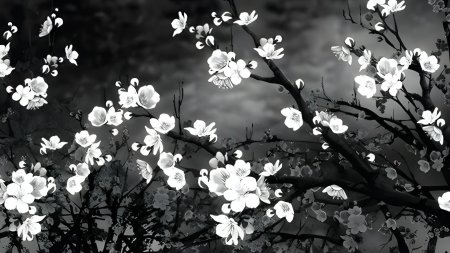 Черно белая сакура