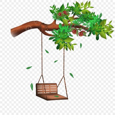 Как нарисовать качели на дереве